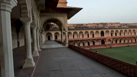 Video of Agra Fort complex from first floor balcony at Agra Fort, Agra, India Vídeos de archivo 232875944