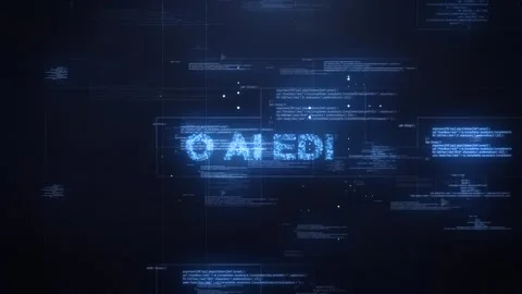 Video AI Editing Word on Dynamic Technology Background Stock Footage 317006825