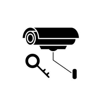 Video alarm black icon, vector sign on isolated background. Video alarm concept Stock Illustration