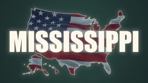 Video of American flag map waving United States of America with Misissipy Stock Footage 249521382