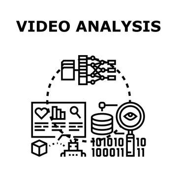 Video analysis process studying data and artificial intelligence Stock Illustration