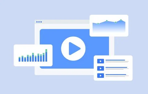 Video Analytics concept. Digital video marketing and advertising statistics Illustrazione stock