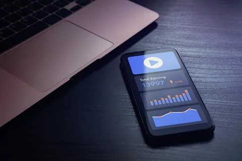 Video Analytics concept. Digital video marketing and advertising statistics Stock Illustration