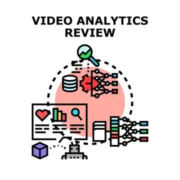 Video analytics reviewing data for business decisions Stockillustratie