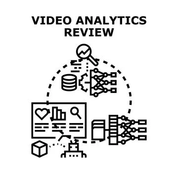 Video analytics reviewing data for business decisions Stockillustratie