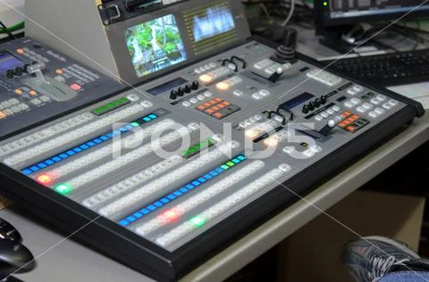 Video and audio Control Mixing Desk, Television Broadcasting Stock Photos