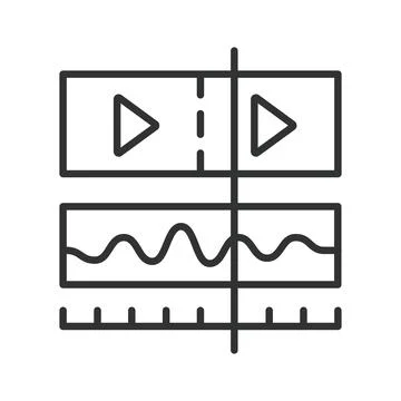 Video and audio track editing timeline, icon in line design. video audio editing 스톡 일러스트