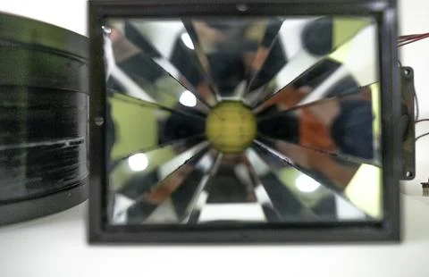 Video and multimedia projector open for maintenance with led lamp Foto stock