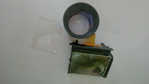 Video and multimedia projector open for maintenance with led lamp Foto stock