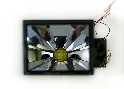 Video and multimedia projector open for maintenance with led lamp Foto stock