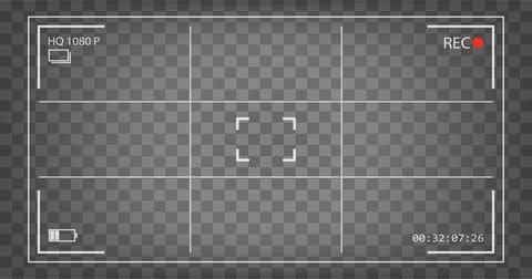 Video and photo camera interface. Black screen recording frame. Vector back.. Stock Illustration