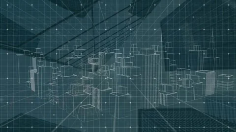 Video animates data processing and global digital connections over a 3D Stock Footage 327197939