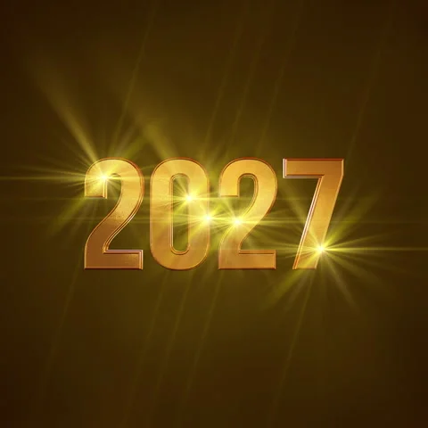 Video animation of abstract light elements and the number 2027. Stock Footage 345378546