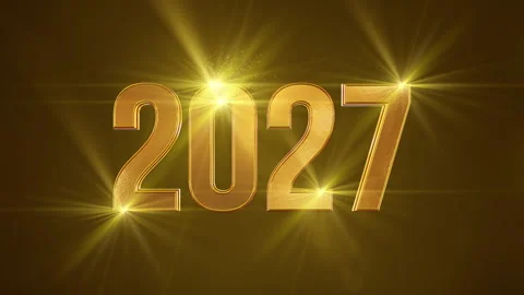 Video animation of abstract light elements and the number 2027. Stock Footage 345378794