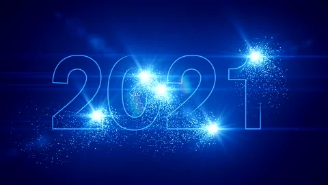 Video animation - abstract neon light with the numbers 2021 Stock Footage 143613358