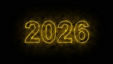 Video animation, abstract neon light with the numbers, represents the new year. Stock Footage 201500077