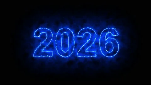 Video animation, abstract neon light with the numbers, represents the new year. 動画素材 201529719