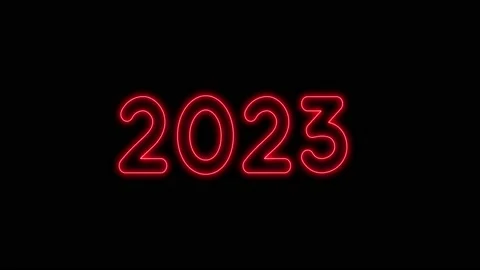 Video animation - abstract neon light in blue-red with the numbers 2023 - Video stock 223376965