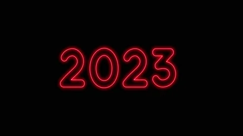 Video animation - abstract neon light in red with the numbers 2023 - represents Video stock 223750473