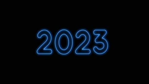 Video animation - abstract neon light in blue with the numbers 2023 - represents Video stock 223752057