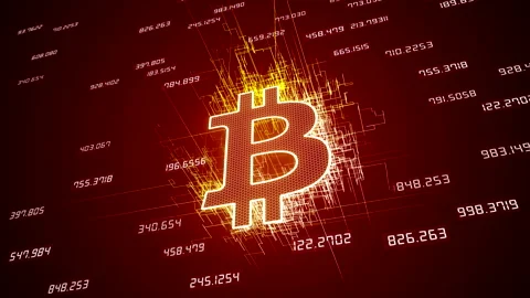 Video animation of bitcoin logo on red background Stock Footage 155111650