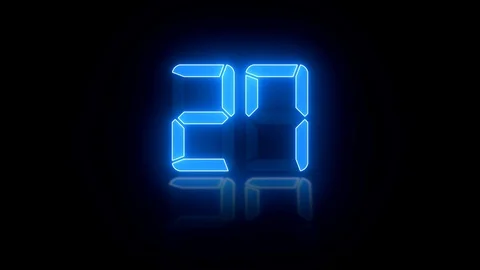 Video animation - digital display in blue with a countdown from 30 down to zero Stock Footage