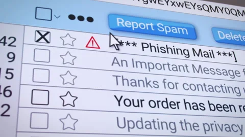 Video animation of an e-mail inbox folder with a phishing mail. Stock Footage 302331617