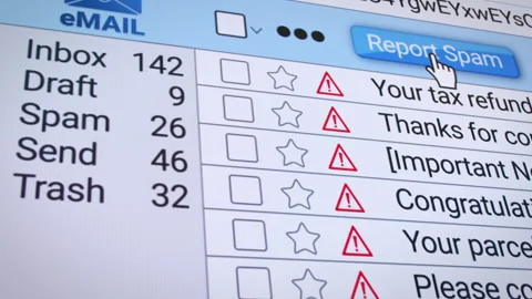 Video animation of an e-mail inbox folder with a spam e-mail. Stock Footage 304160513