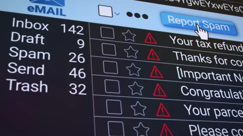 Video animation of an e-mail inbox folder with a spam e-mail. Stock Footage 304160845