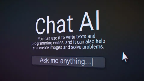 Video animation of a fictional AI user interface on a website in a web browser. Stock Footage 332630560