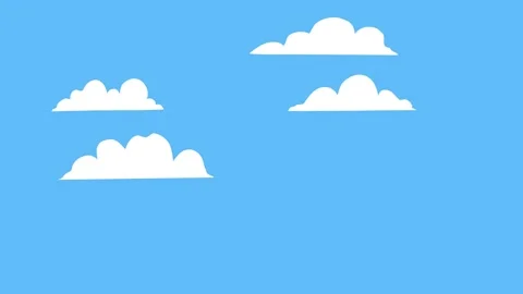 Video animation of flying clouds on blue sky. Cartoon flat style Stock Footage 279075656