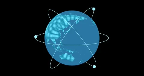 Video animation globe tech blue with line orbit Video stock 313597758
