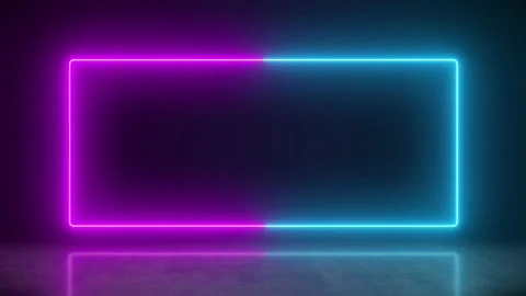 Video animation of glowing neon rectangle in blue and magenta Stock Footage 205303380