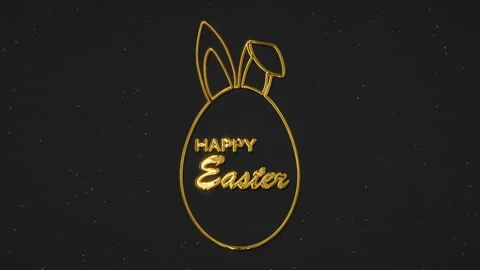 Video animation of a Happy Easter greeting card with golden easter egg. Stock Footage 329024867