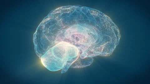 Video animation of a human brain consists of rotating particles. Stock Footage 272736863