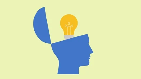 Video animation with human head and light bulb. Trendy concept of business,.. Stock Footage 280552320