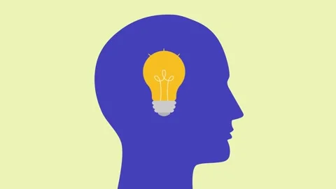 Video animation with human head and light bulb. Trendy concept of business,.. Stock Footage 280552328