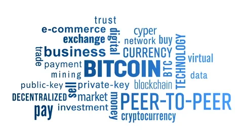 Video animation of a keyword cloud with blue text - Bitcoin Stock Footage 152683810