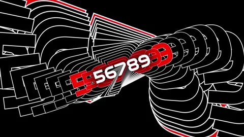 Video animation of line waves with number 56789 Stock Footage 261943210