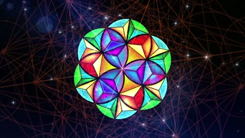 Video animation Metatron's Cube, Flower of Life. Colorful Sacred geometry Stock Footage 292809802
