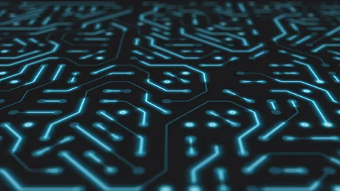 Video animation of a printed circuit board in blue. Stock Footage 309016277