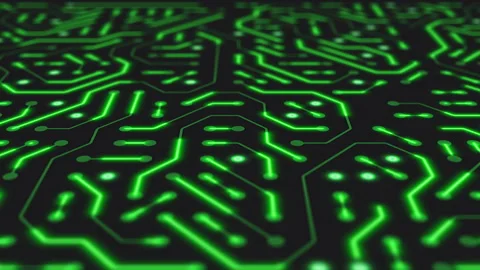 Video animation of a printed circuit board in green. Stock Footage 309019717