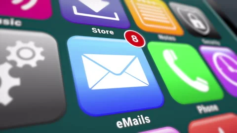 Video animation of a smartphone screen - mail app Stock Footage 233425810