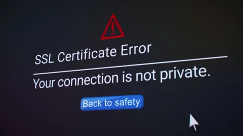 Video animation of SSL certificate error on a website. Stock Footage 325948862