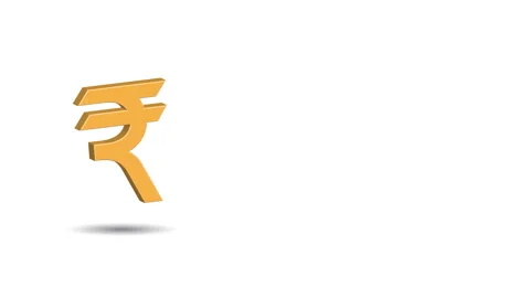 Video Animation Template of Gold 3D Rupee Currency Symbol with White Background  Stock Footage 241715468