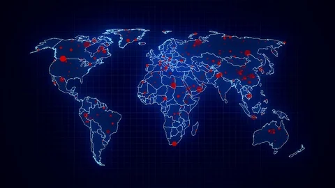 Video animation of a world map showing the outbreak of the coronavirus Stock Footage 125915871