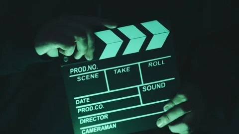 Video of anonymous person using a clapperboard. Stock Footage 261928166