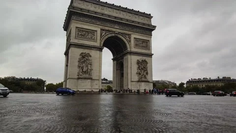 Video of the Arc de Triomphe with a Cloudy Sky Behind. Stock Footage 227712502