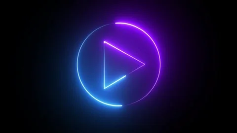 Video, audio neon play button icon animation. glowing play button animation. 動画素材 290014884