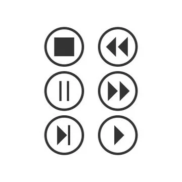 Video Audio Player buttons icon flat Stock Illustration